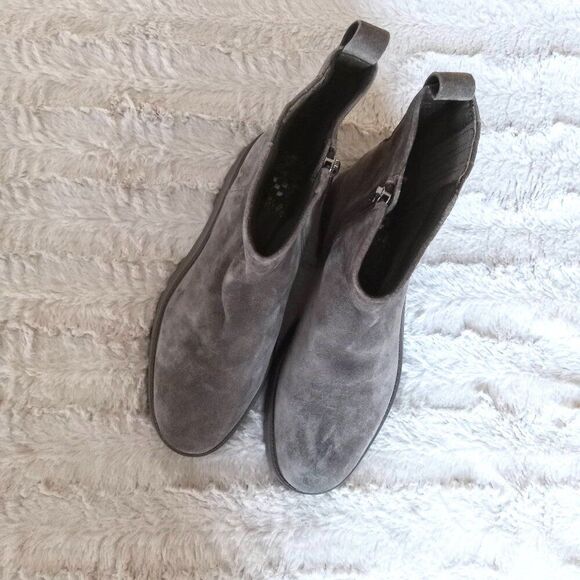 NWOT Vince Camuto Moto Boots Size 7.5 Brown Suede Zipper Neframes Ankle Bootie - Picture 3 of 8